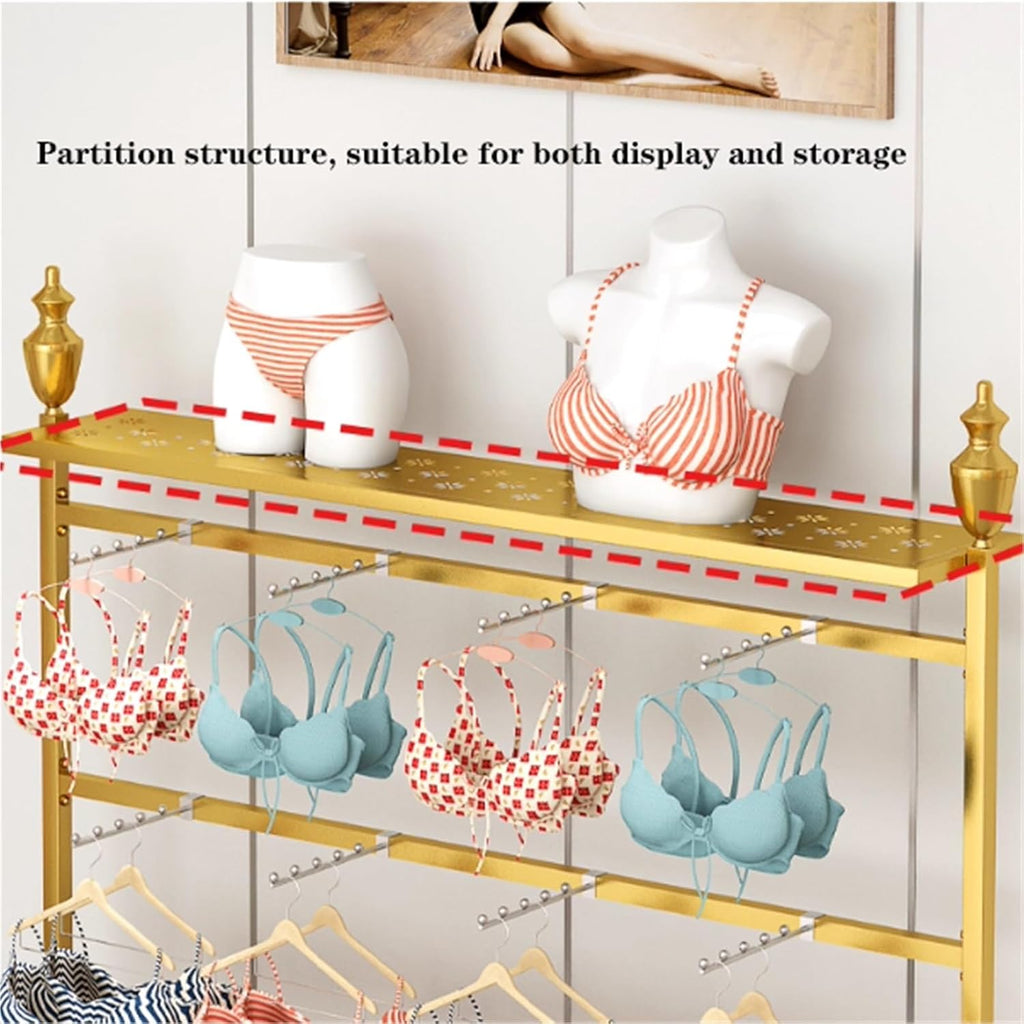 3 Tier Freestanding Lingerie Garment Rack, Metals, Underwear Display Stand, Commercial Shelves Clothes Rod, for Lingerie Socks Bra Panties Scarves,(Black,120 * 40 * 155cm)