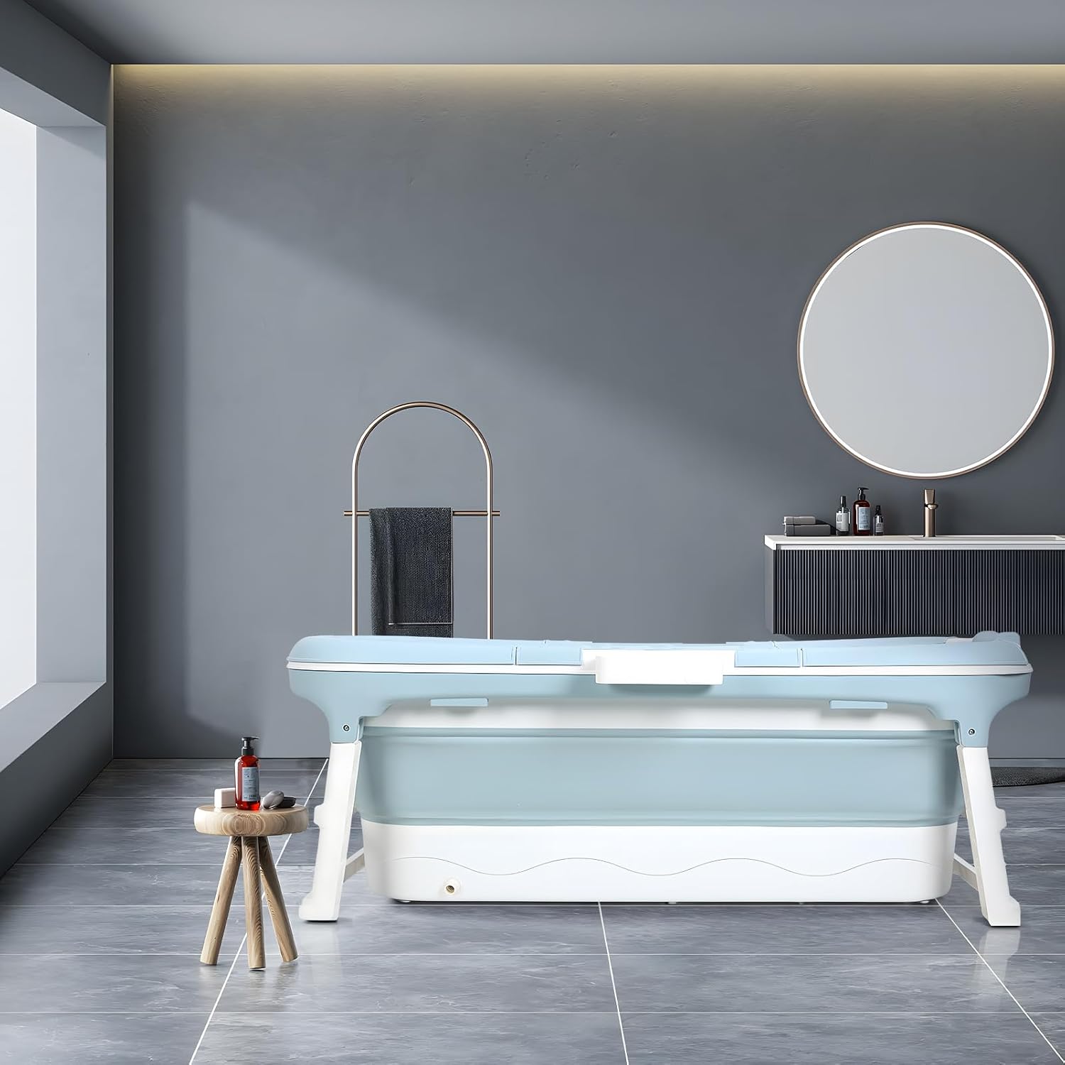 Portable Tub for Adults, Ice Bath Tub, Foldable Bathtub for Adults, Bathtub for Shower, Ice Bath, Sitz Bath, Portable Camping Shower, Freestanding Bathtubs 46 Inch