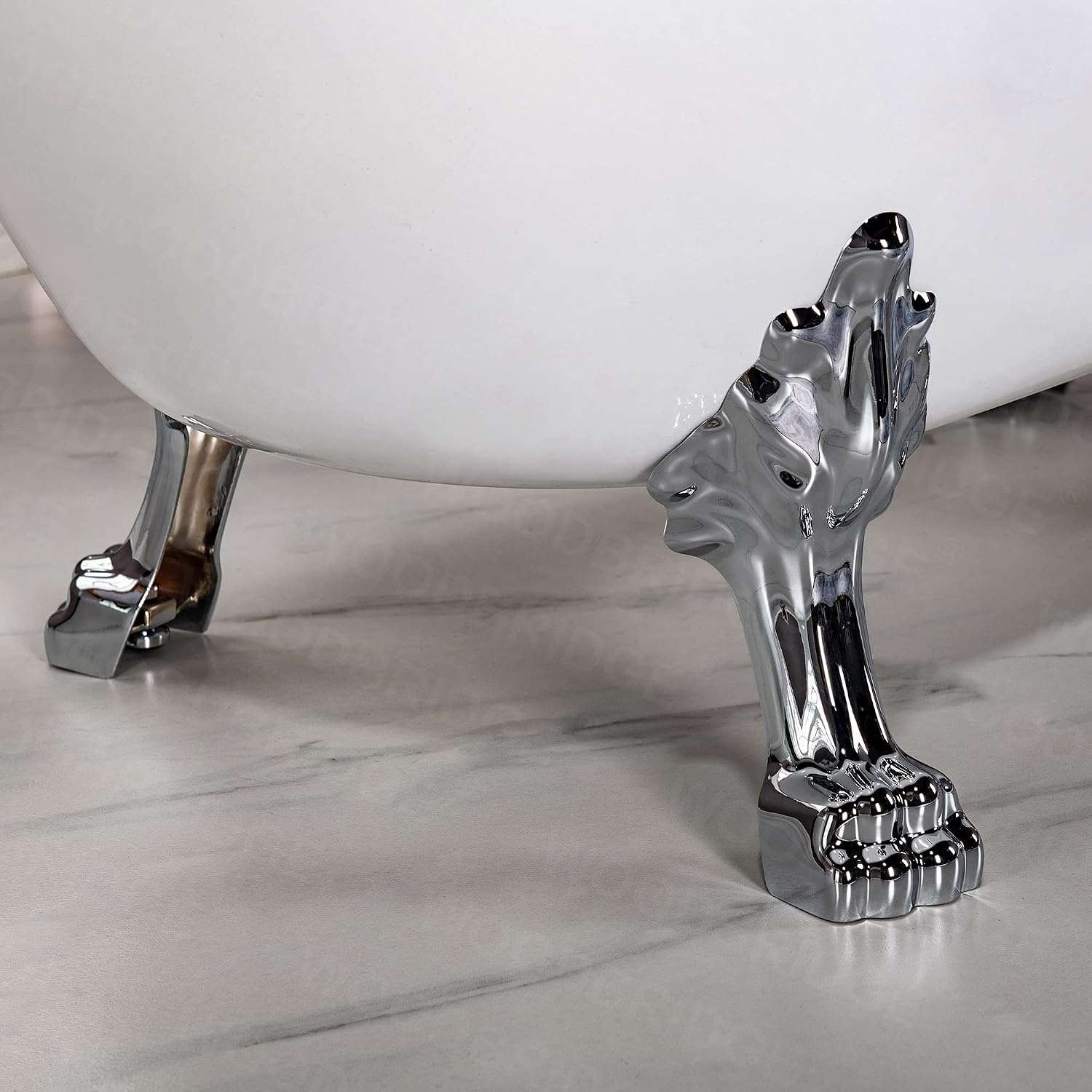 WOODBRIDGE 59' Heavy Duty Acrylic Slipper Clawfoot Bath Tub with Chrome Feet + Chrome Drain &Overflow