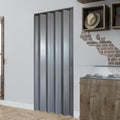 DIYHD 38X80in Interior Folding PVC Accordion Door,Grey,Include Door and Mounting Hardware,Handle,Latch,Folded Width 5-1/8'