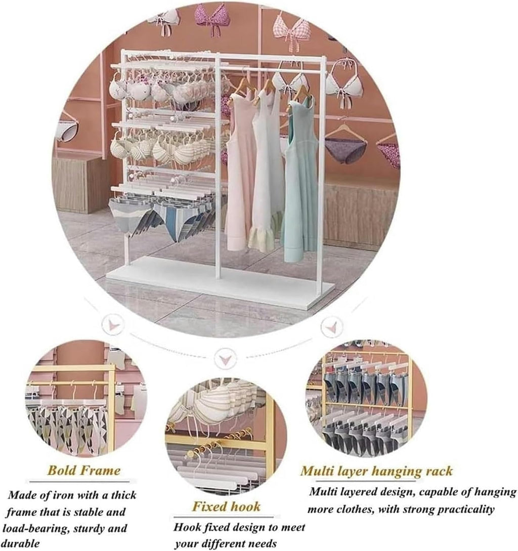 Commercial Clothes Rail Garment Rack, Underwear Display Stands, Freestanding Lingerie Organizer Clothing Store Boutiques Retail Shelves for Socks Bra Panties Scarves Storage
