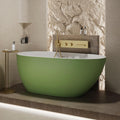 60' Edeyeu Oval Freestanding Bathtub - Extra Deep Soaker Tub With Premium Acrylic, Ergonomic Solid Surface Stand Alone Bathtub, Modern Freestanding Bathtubs For Spa Experience Green