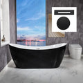 WOODBRIDGE 71' Acrylic Freestanding Bathtub Contemporary Soaking Black Tub with Matte Black Overflow and Drain,Black,B1817-MB