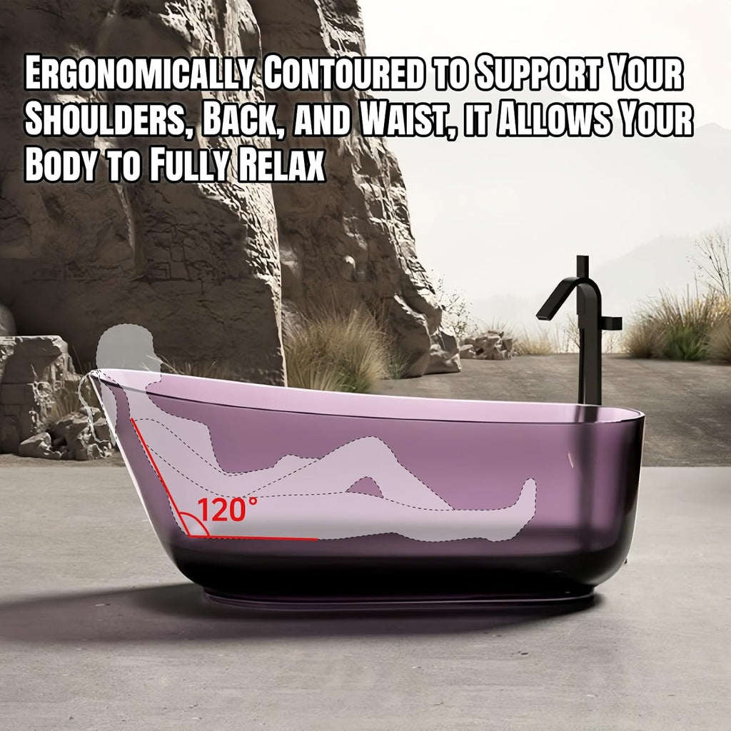 Freestanding Bathtub – Solid Surface Bathtub With Handcrafted Design, Extra Deep Soaking Tub, Free Standing Bathtub For Modern Bathroom Luxury Spa Use (68',Blue B)