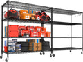 PrimeZone 2 Packs 55.5' W x 24' D x 80' H Heavy Duty Wire Storage Shelves with Wheels, 4 Tier Adjustable NSF Commercial Garage Shelving Unit, Rolling Metal Organizer Shelf Rack for Warehouse, Pantry