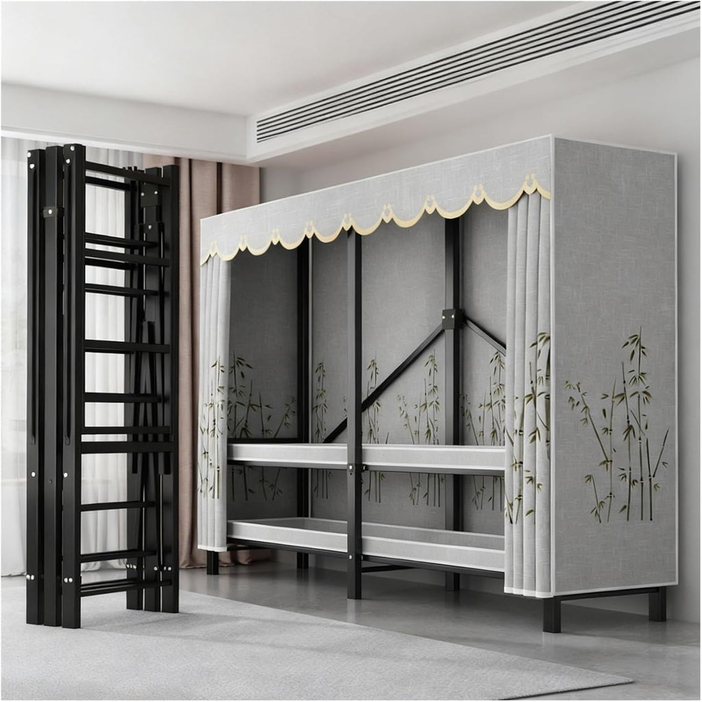 Portable Wardrobe Closet With Cover, Foldable Clothes Rack For Hanging Clothes, Metal Garment Rack, Curtain Clothing Coat Organizer, For Bedroom(110cm/43.3inch)