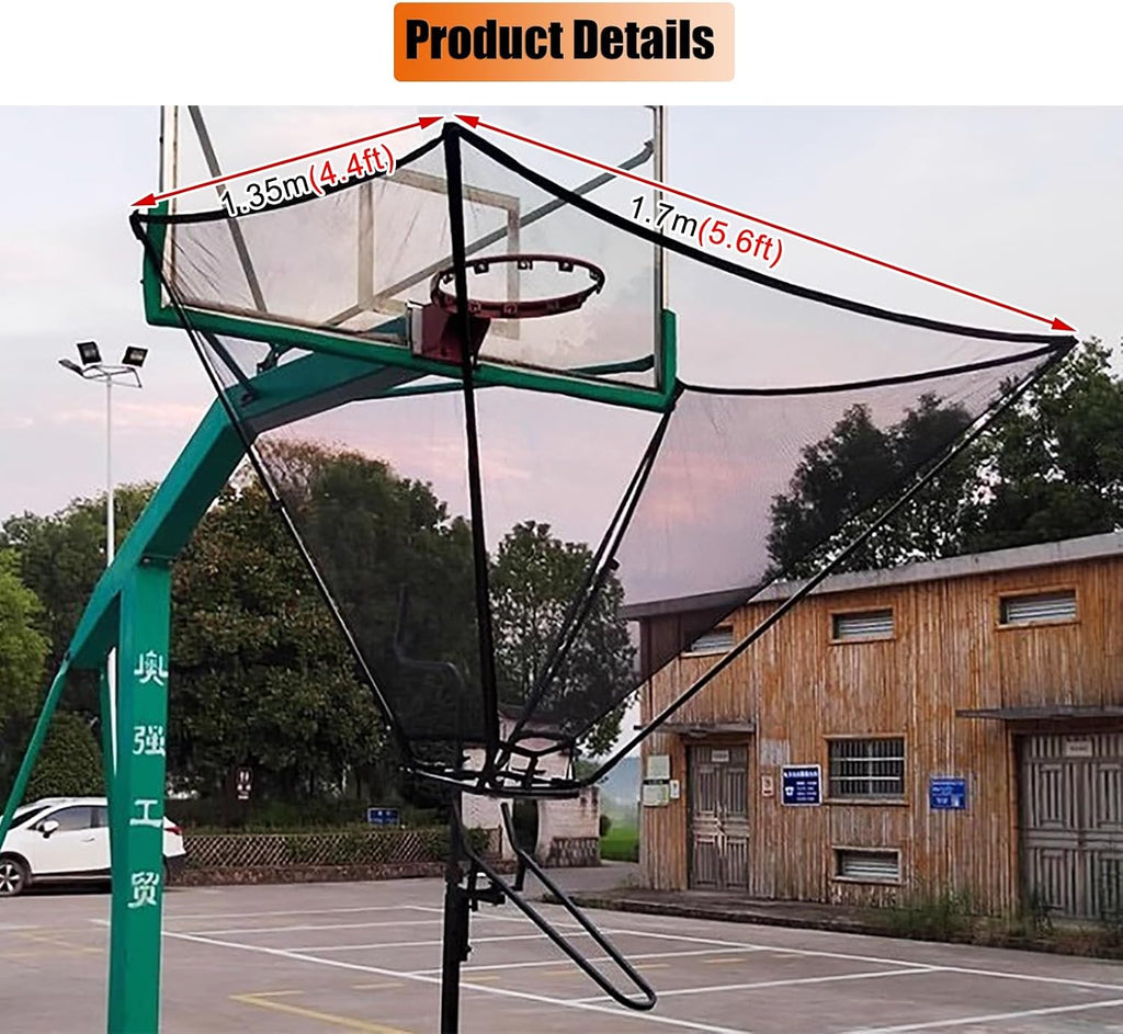 Black Basketball Return Automatic Attachment for Hoop, Floor Standing Rolling Basketball Net Catcher Ball Return Machine, Indoor Outdoor Hoop Returner