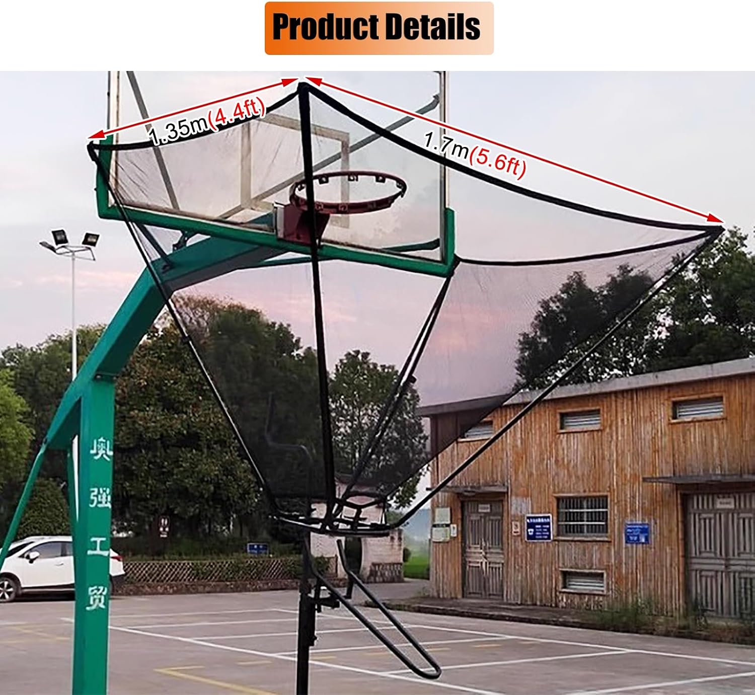 Black Basketball Return Automatic Attachment for Hoop, Floor Standing Rolling Basketball Net Catcher Ball Return Machine, Indoor Outdoor Hoop Returner