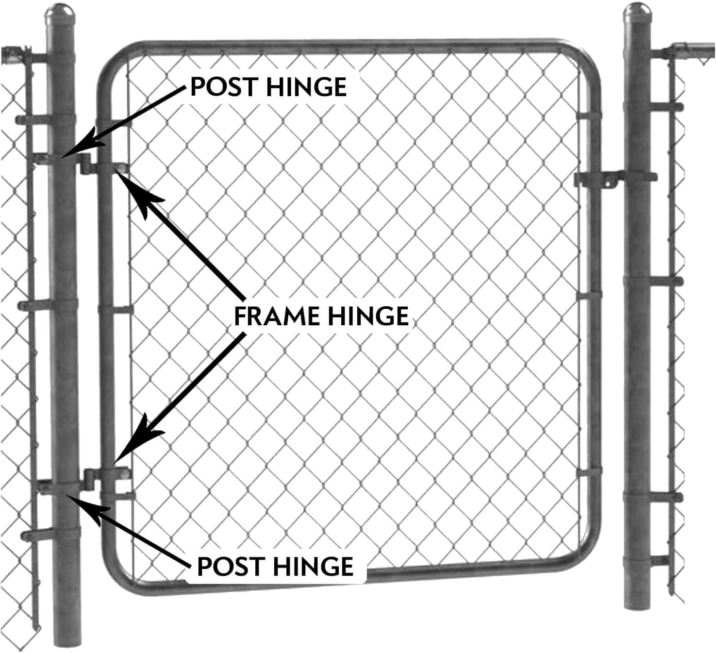 Black 2-7/8' Post Hinge - Use for 2-7/8' Outside Diameter Post/Pipe - Powder Coated Chain Link Post Gate Hinge - Nut/Bolt Included for Hinge