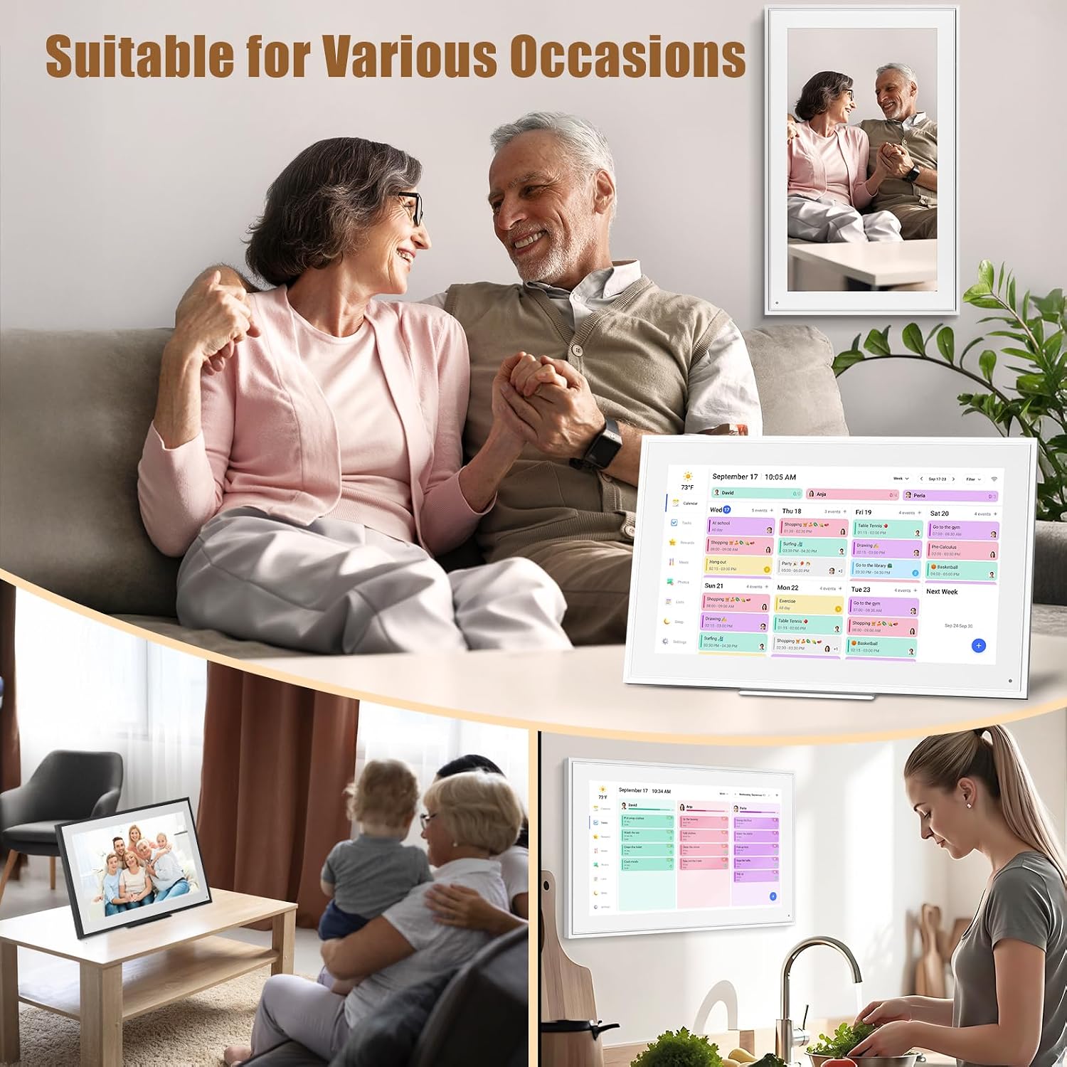 Digital Calendar:15.6-inchWall Planner Electronic Calendar & Chore Chart, Smart Touchscreen Interactive Display for Family Schedules– Wall and Desk Mountable, Great for Organizing Your 2026 Calendar