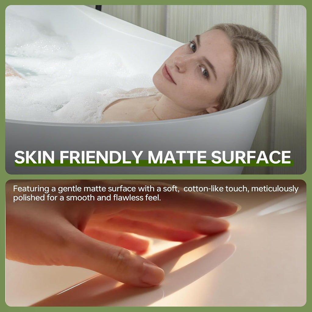 WOODBRIDGE 71' L x 31-1/2' W Luxury Contemporary Solid Surface Stone Resin Freestanding Bathtub in Matte White