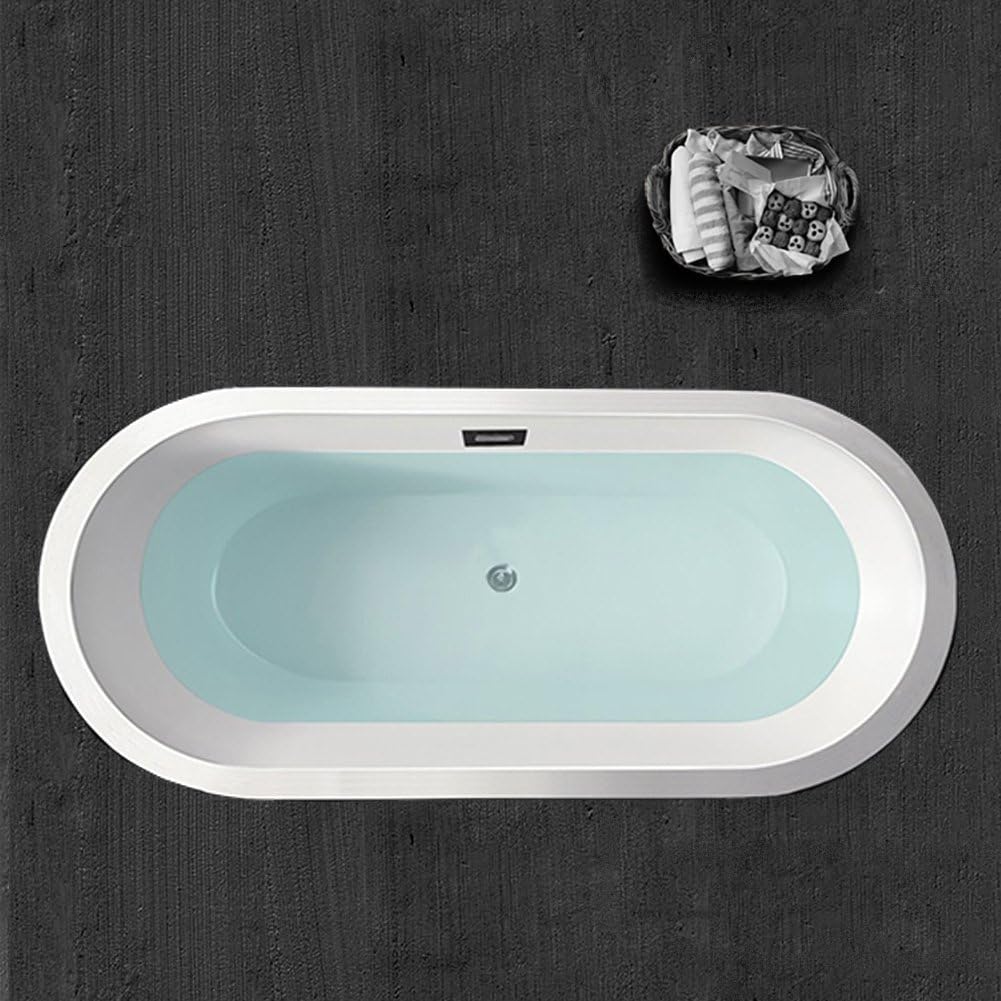 WOODBRIDGE 67' Acrylic Freestanding Bathtub Contemporary Soaking Tub with Brushed Nickel Overflow and Drain, B-0002 / BTA1504