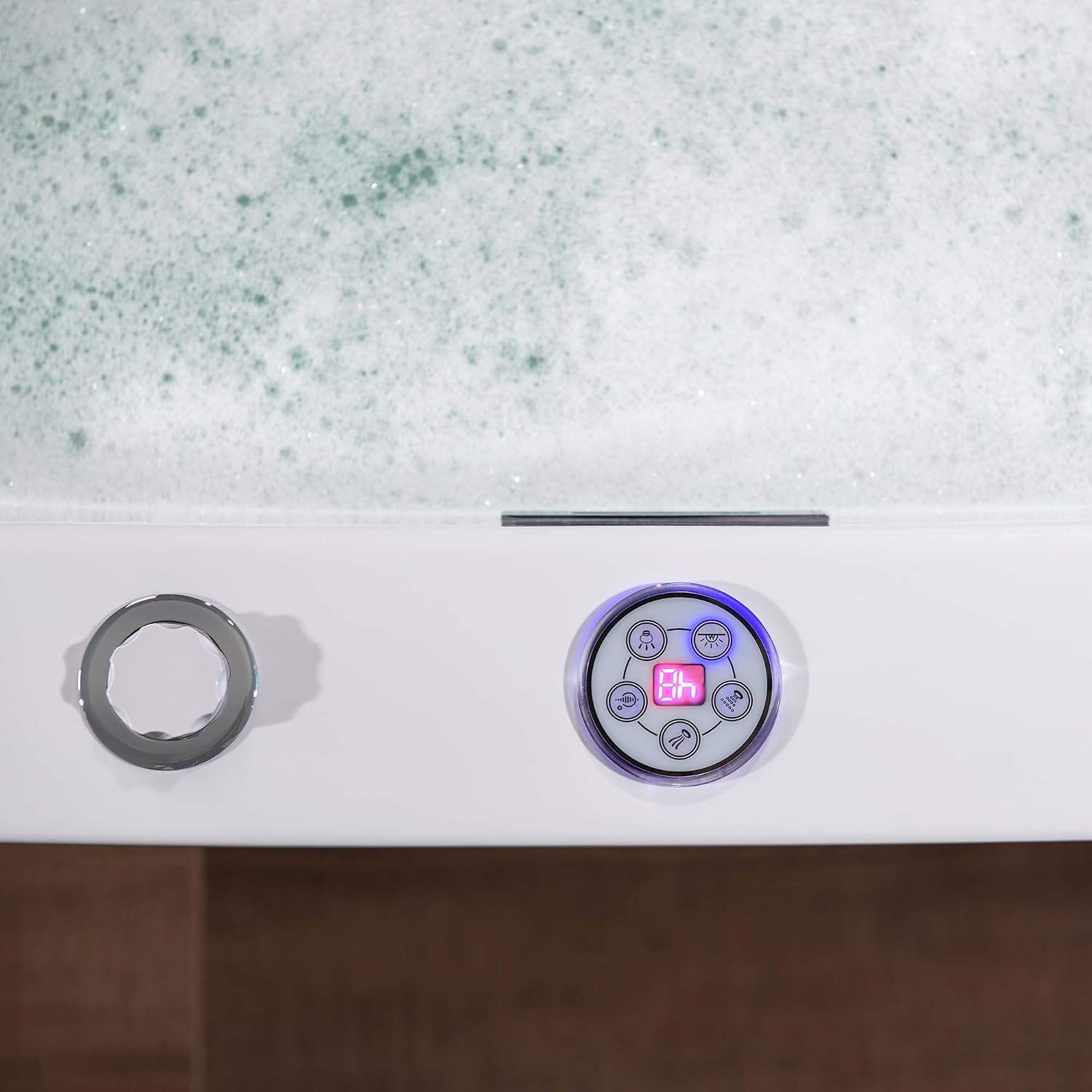 WOODBRIDGE 70-7/8'L x 47-1/4'W 2 Person Freestanding Hydrotherapy Whirlpool and Air Bath Heated Soaking Combination Massage Tub with Adjustable Speed Air Blower and Display Control Panel, B0091