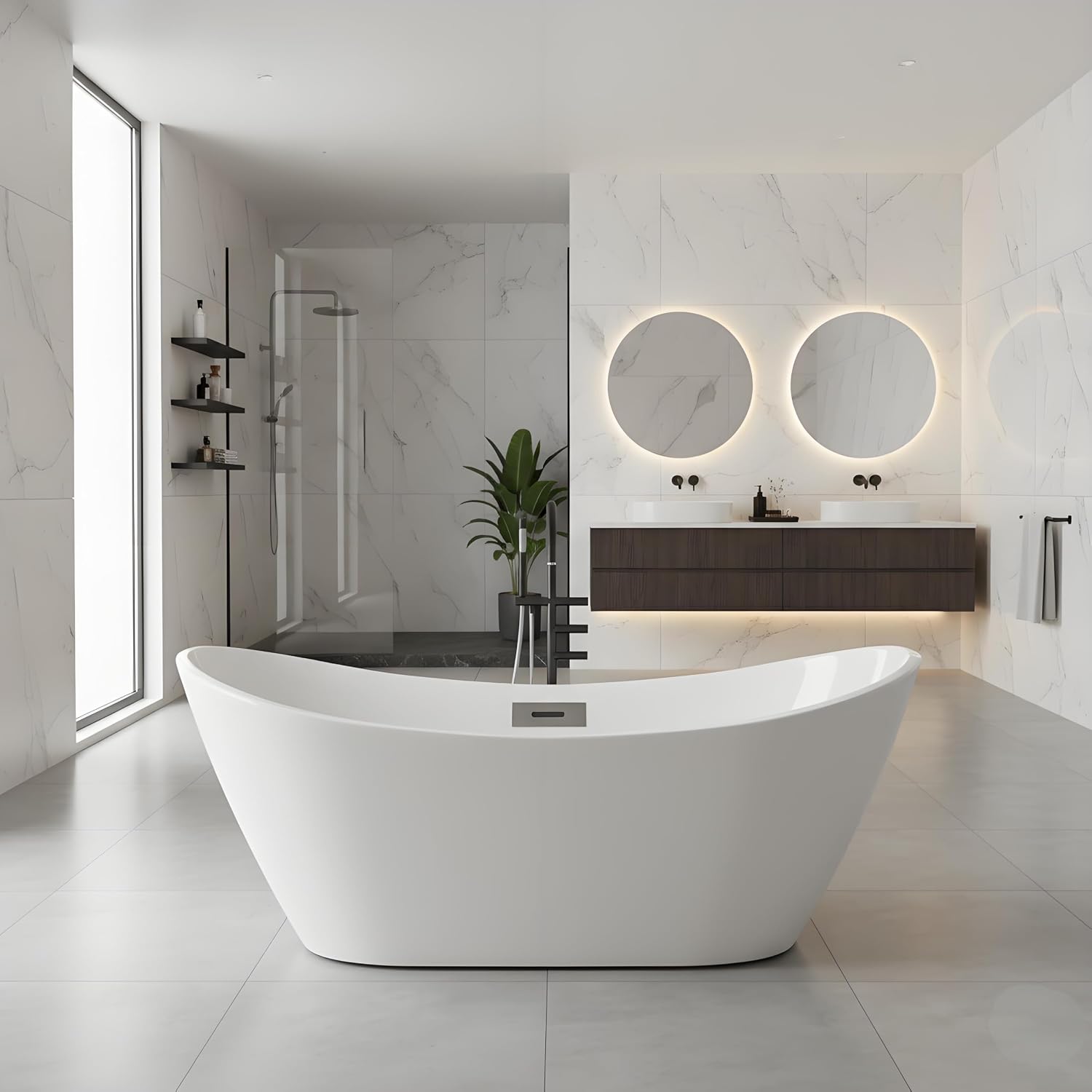 GarveeLife Freestanding Bathtubs 67 inch Acrylic Free Standing Soaking Tub, Luxury Soaking Tub with Integrated Overflow, Chrome Drain for Home Spa Bathroom Upgrade