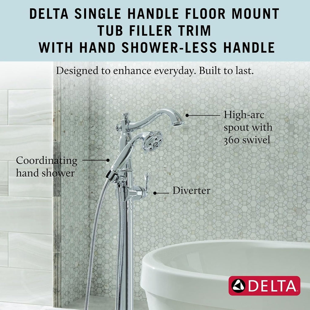 Delta Freestanding Tub Faucet with Hand Held Shower, Oil Rubbed Bronze Floor Mount Tub Filler, Venetian Bronze T4797-RBFL-LHP (Valve and Handle Not Included)