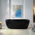 WOODBRIDGE 67' L x 31-1/2' W Freestanding Contemporary Acrylic Soaking Bathtub in Glossy Black Inside and Outside with Matte Black Drain & Overflow,B8863-MB