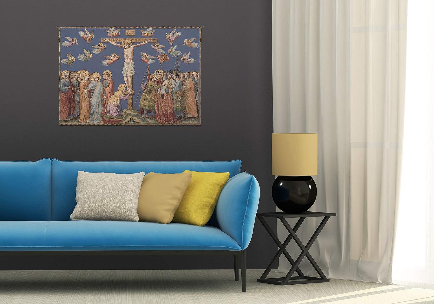 Charlotte Home Furnishings Inc. Crocifissione Italian Tapestry Wall Hanging 37 X 53 Inch Viscose Cotton And Polyester Blend Wall Art Perfect For Home And Wall Decor By Fran Angelio