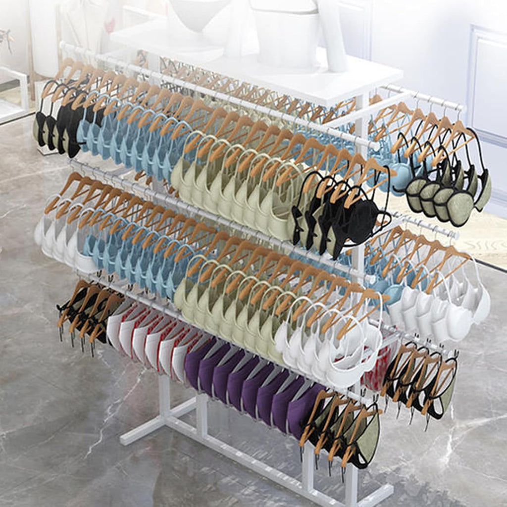 Display Stand Underwear Display Stands, Freestanding Lingerie Garment Rack for Clothing Store/Boutiques/Retail Store, Metal Commercial Shelves for Socks Bra Panties,White-150x38x135cm