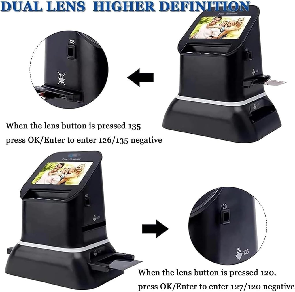 All-in-One Film to Digital Converter 22MP Film Scanner, 4.3' LCD Slide Negative Scanner with Image Preview Editing for 35mm/120 Medium Format Films