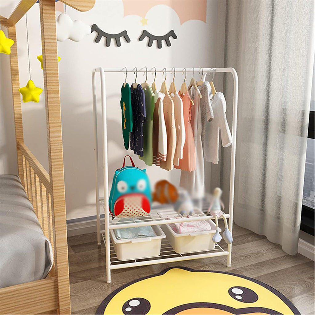 Mlaea Versatile Coat Hanger, Freestanding Garment Rack with Hooks, Drawers and Storage Shelf, Rolling Coat Rack with Wheels for Coats, Dresses, Snacks, Boxes, Shoes(Size:117 * 63CM,Color:A)
