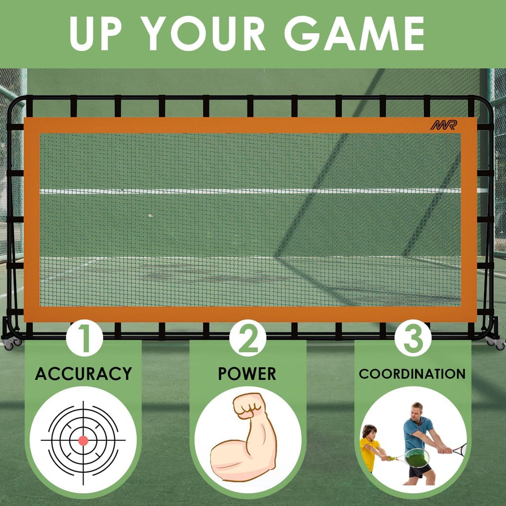 MR Tennis Rebounder 12'x6', Adjustable Tilt Angle Rebound Net, Multi-Sport Portable Bounce Back Net with Wheels, Rebound Wall for Tennis, Pickleball, Lacrosse, Hockey, Softball & Baseball Training