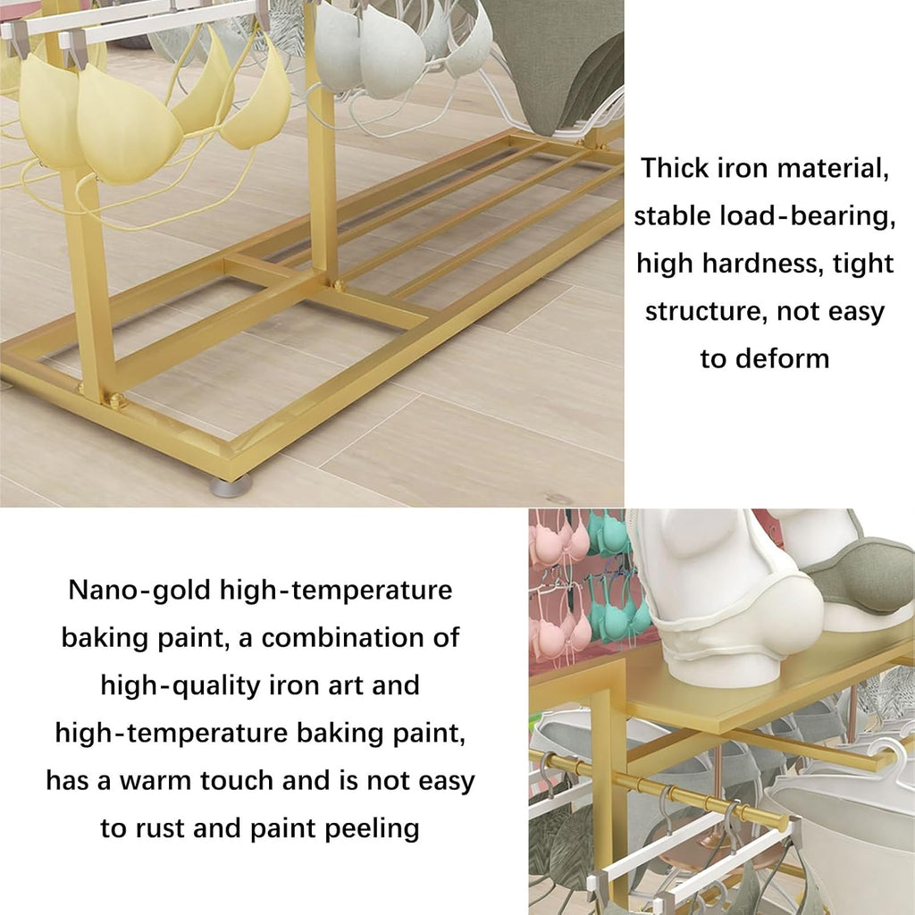 Modern Clothing Store Garment Rack,Commercial Grade Clothes Retail Display Racks,Multipurpose Slippers Socks Underwear Shorts Accessories Storage Shelves,Boutique Organizer(White 150x40x135CM)