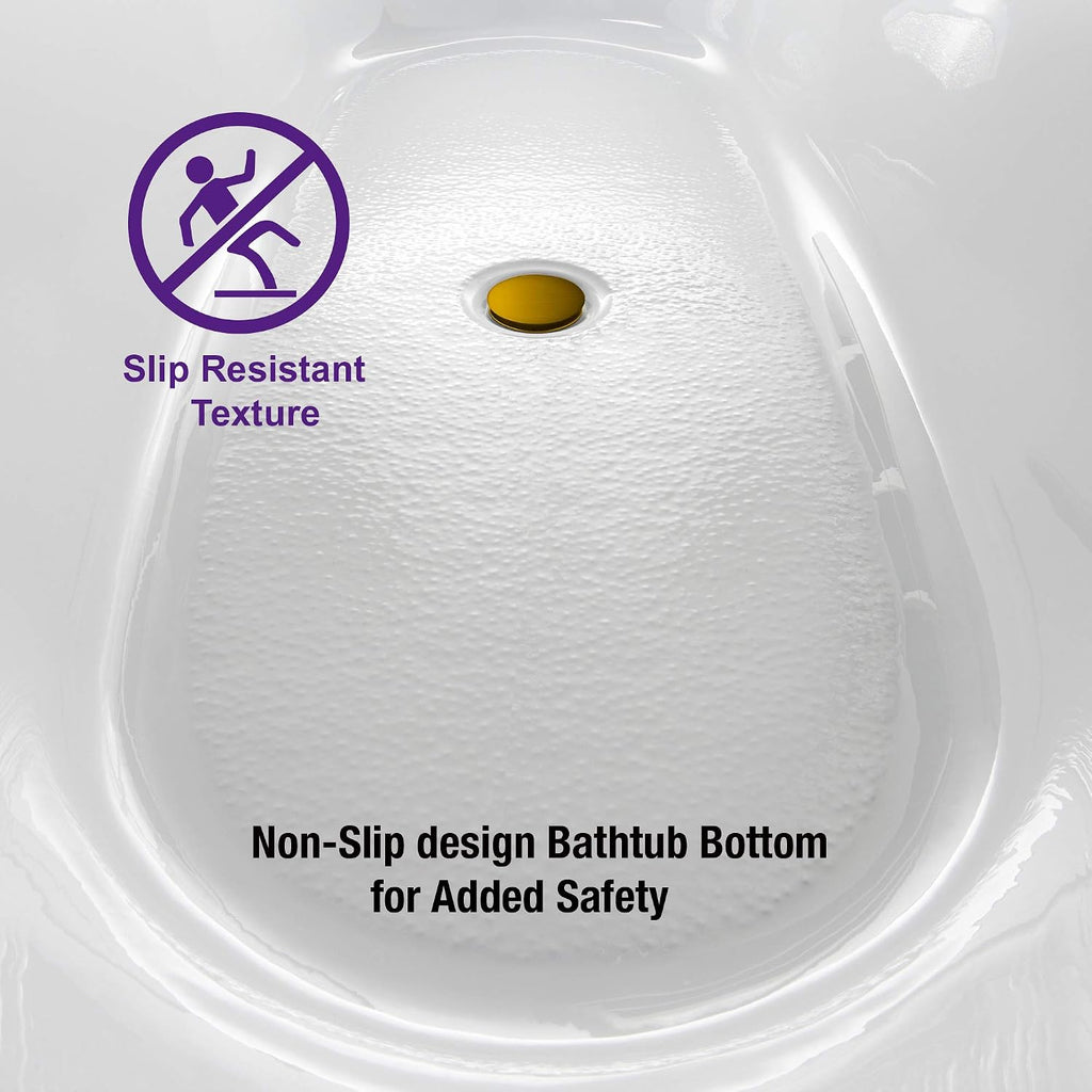 WOODBRIDGE 71' Acrylic Freestanding Bathtub Contemporary Soaking White Tub with Brushed Gold Overflow and Drain,B1701-BG