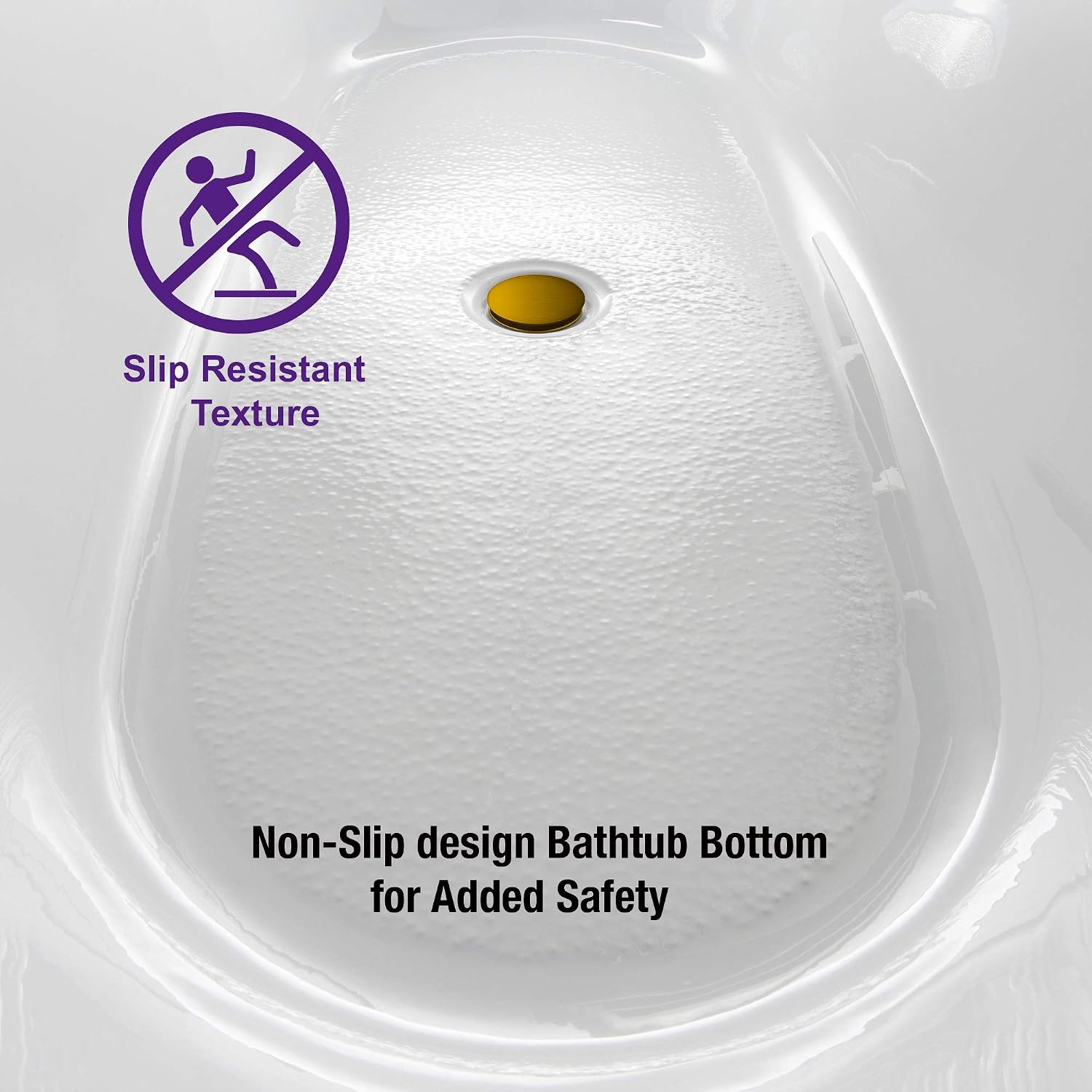 WOODBRIDGE 71' Acrylic Freestanding Bathtub Contemporary Soaking White Tub with Brushed Gold Overflow and Drain,B1701-BG