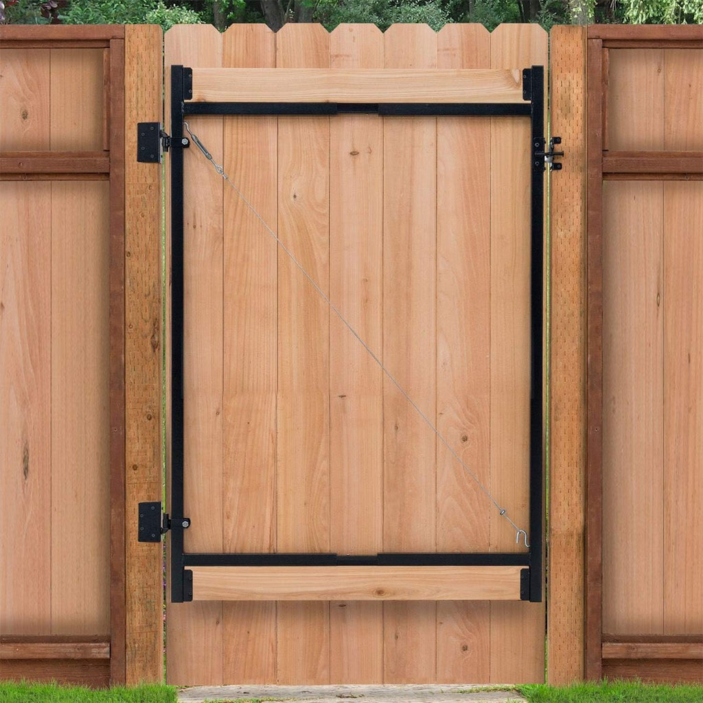 Adjust-A-Gate Full Frame Gate Fence Kit, Fits 60-96' Openings & Up to 5', Black - Heavy-Duty Outdoor Reinforcement & Accessories for Gates and Fences