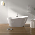 TONA 60' Acrylic Freestanding Bathtub Contemporary Soaking White Tub cUPC Certified, Toe-Tap Chrome Drain & Overflow Assembly Included