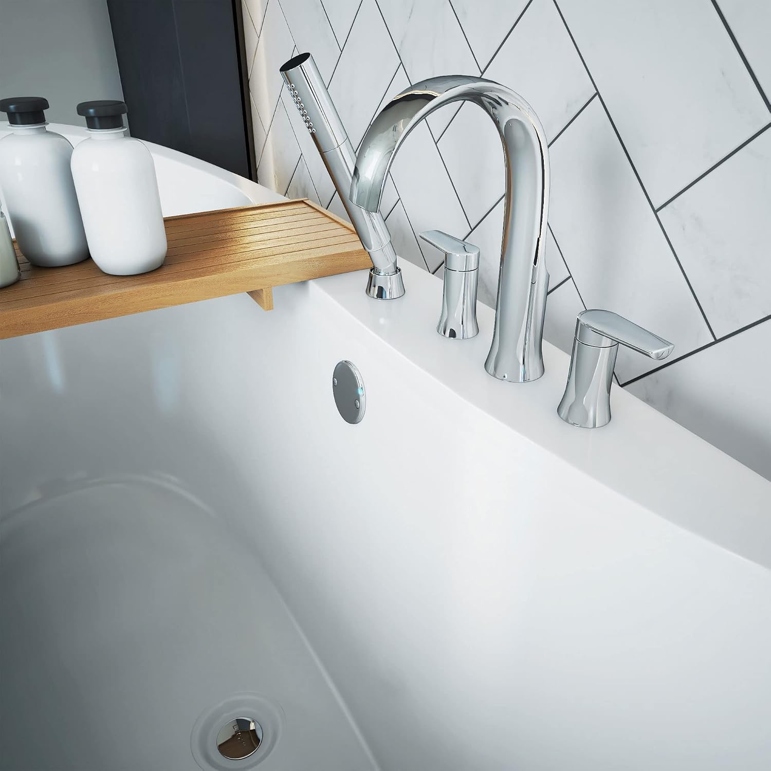 DreamLine Montego 60 inch L x 27 inch H White Acrylic Freestanding Bathtub
