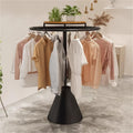 Round Garment Rack with Base, Metal, Commercial Clothes Display Stand, Heavy Duty, for Retail Boutiques Home, Laundry Room, 135cm/53in(Black,80 * 135cm)