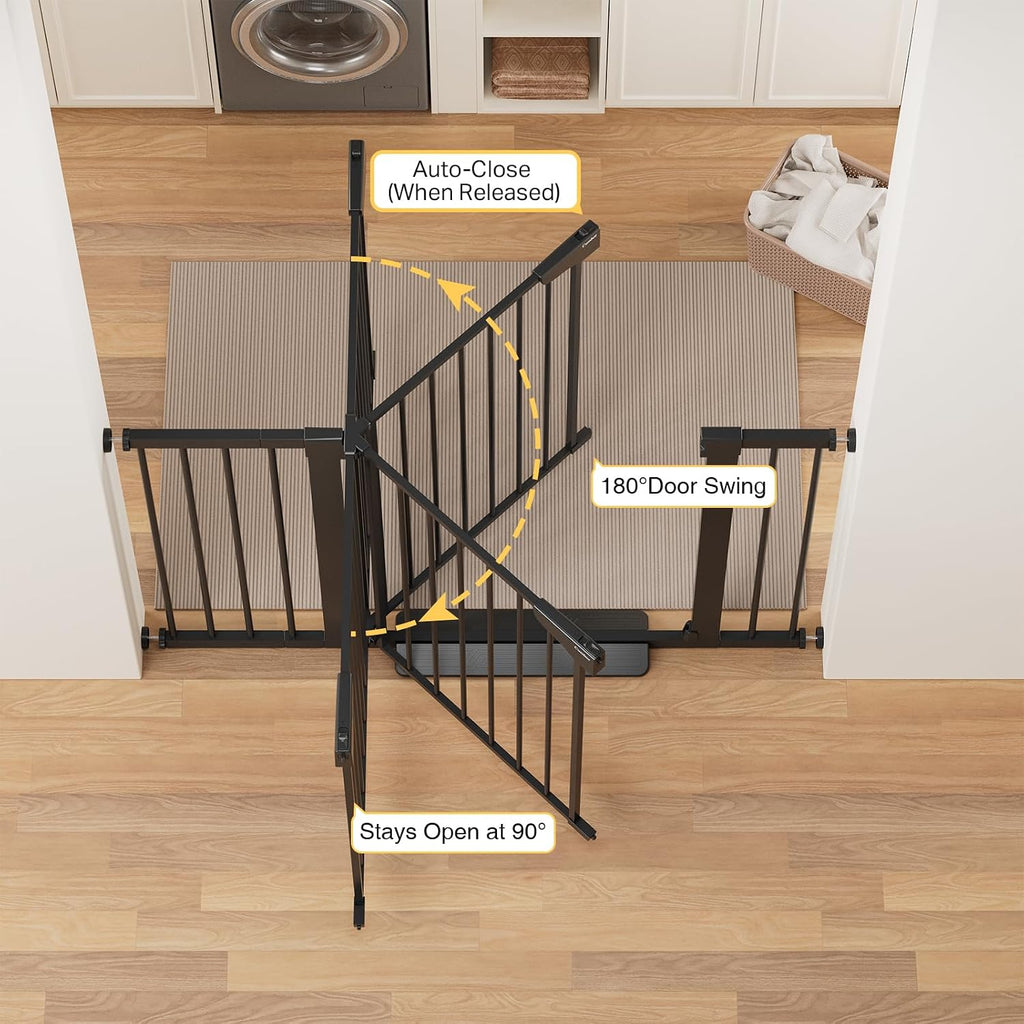 Cumbor 36' Extra Tall Baby Gate for Stairs, 29.7-48' Wide Dog Gates for Doorways, Auto Close Safety Gate for Babies and Pets, Easy Install, Pressure Mounted, Fits Doorways, Stairs, Entryways, Black