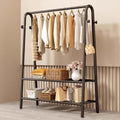 Metal Clothes Rack,Clothing Racks,Garment Rack With Storage Shelves And Coat/Hat Hooks,Freestanding Organizer For Bedroom Living Room(Black,80cm/31.5in)