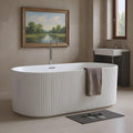 59' Acrylic Freestanding Bathtub, White Soaking Tub with Non-Slip Base, cUPC Certified Free Standing Tub, Chrome Drain Bath Tub, Modern Tub for Bathroom