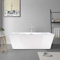 HomeBeyond 59 Inch Freestanding Bathtub | Acrylic Free Standing Tub, Square Flatbottom Freestanding Bathtub Stand Alone Tub, 49 (gallons) capacity
