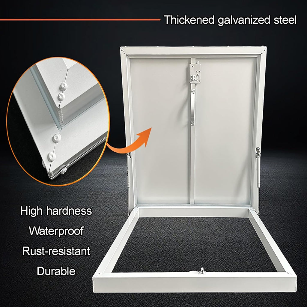 Thick Metal Roof Hatch, Attic Access Door, Roof Access Manhole, Rainproof Rooftop Maintenance Hatch, Easy Installation, for Attics, Patios, Basements(Gray,45cm/17.7in)