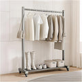Heavy-Duty Clothes Rack With Wheels, Freestanding Metal Garment Rack With Bottom Shelf, Rolling Clothing Racks For Hanging Clothes, For Bedroom, Laundry, Balcony(120cm/47.2in)
