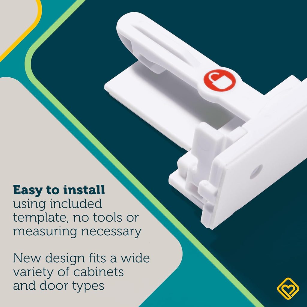 Safety 1st - Secure-to-Explore Adhesive Cabinet Locks Baby Proofing, ChildLocks for Cabinets and Drawers (4 Locks), White (Pack of 12)