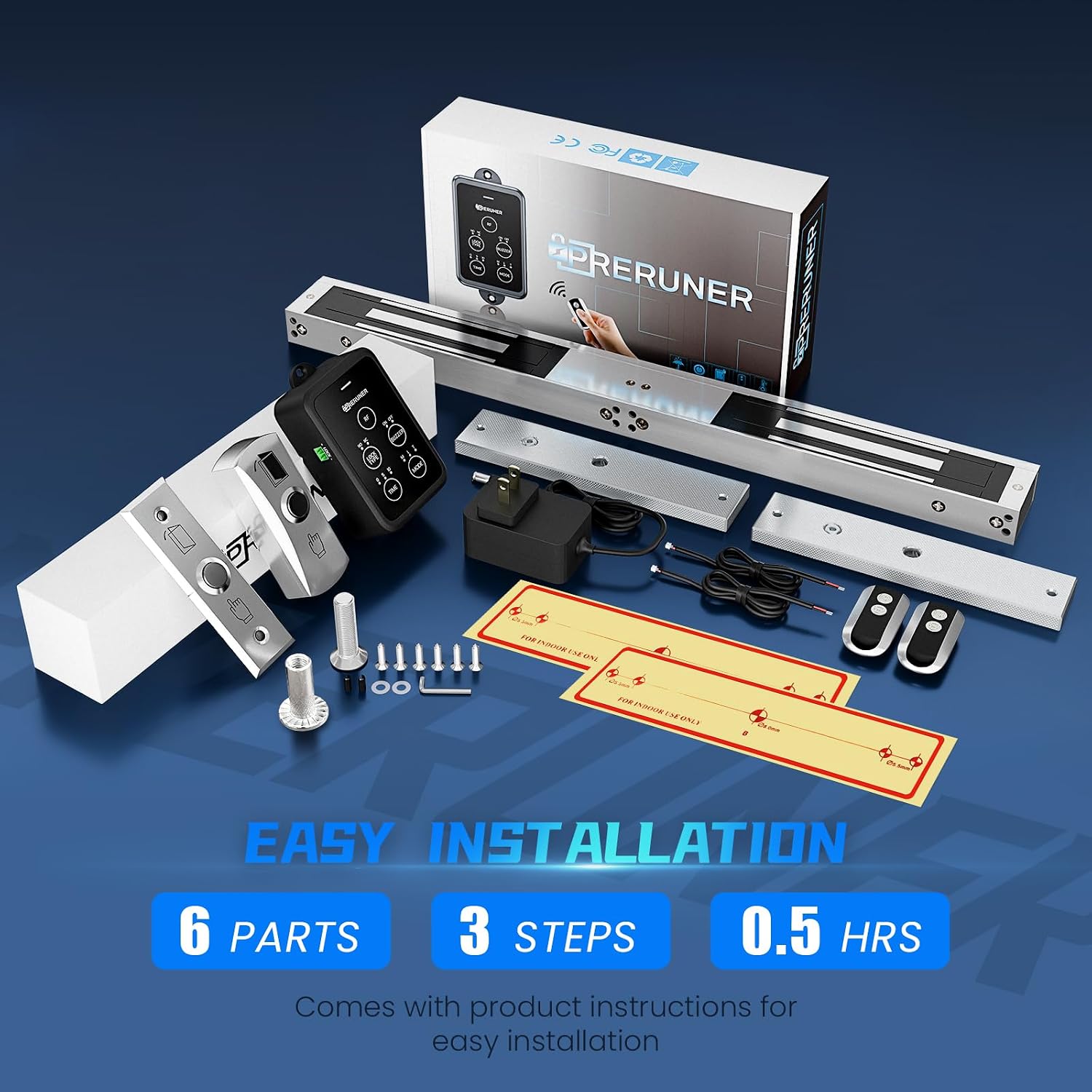 𝙐𝙥𝙜𝙧𝙖𝙙𝙚 Double 600lbs/280kg Electromagnetic Door Lock Access Control, 600lbs×2 Electric Door Magnetic Lock Kit System with 2 Remote Control、Integrated Power Box