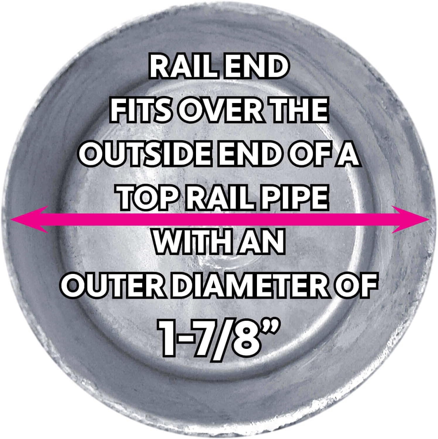 1-7/8' - CASE - Top Rail End for Chain Link Fence - Use for 1-7/8' Outside Diameter Top Rail Pipe - Galvanized Pressed Steel Chain Link Rail End - Qty 50