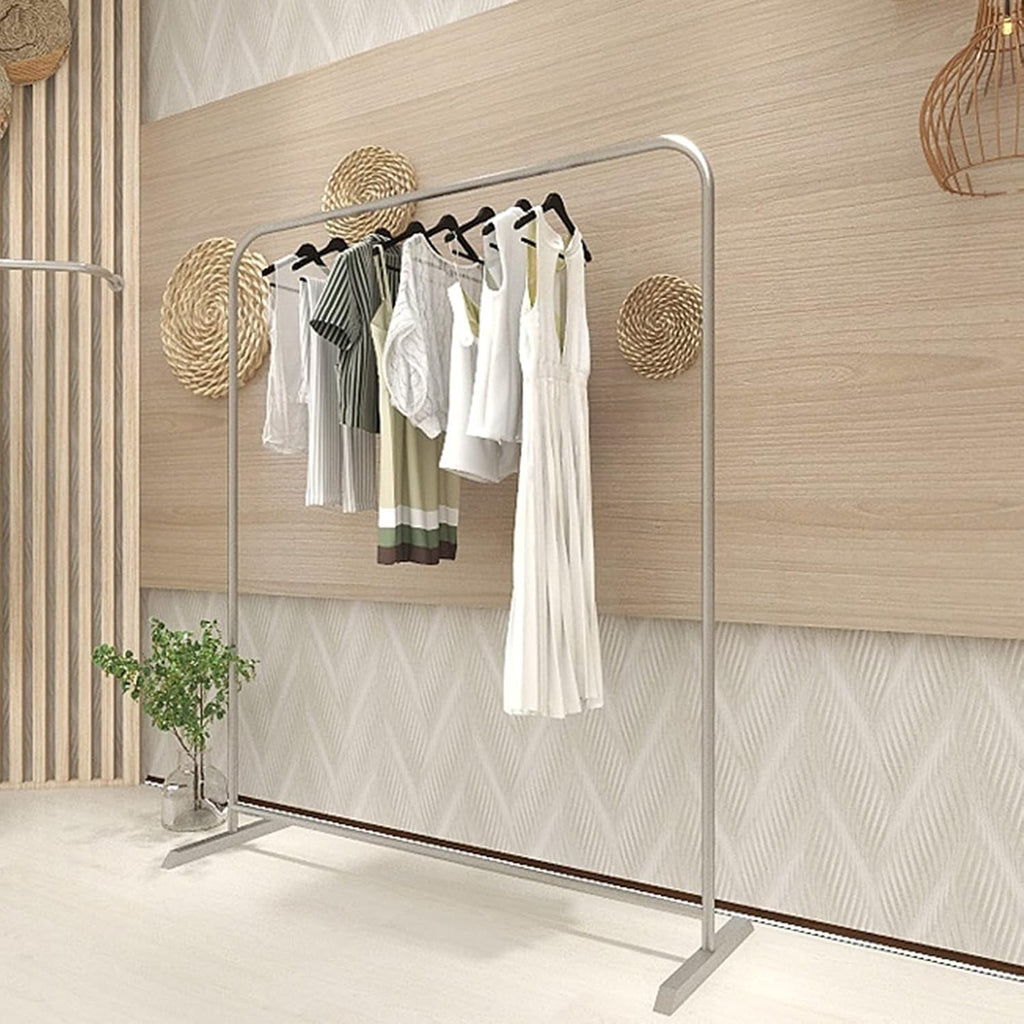 Generic Garment rack Modern Silver Stainless Steel Clothes Rail For Bedrooms And Boutiques, Commercial Grade Heavy Duty Clothing Rack For Hanging Clothes Freestanding Metal Coat Rack(Size:120X40X160