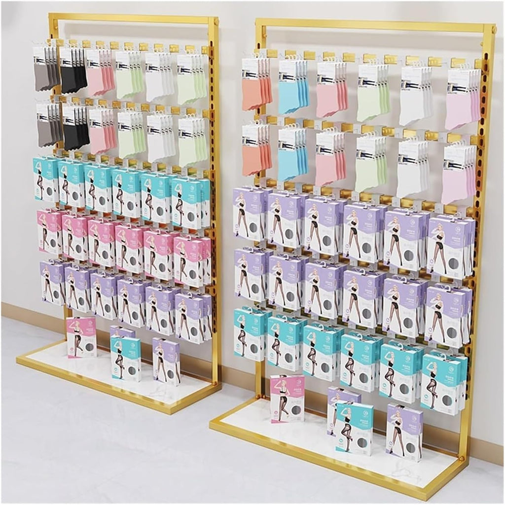 Clothes Rail Garment Rack Floor-Standing Bra Rack, Double Sided Underwear Panty Shorts Display Stand, Boutiques Clothing Retail Store Freestanding Metal Storage,White-80x35x135cm