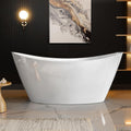 Empava 59' Freestanding Bathtub, Luxury Acrylic Soaking Tub with Custom Contemporary Design, Includes Brushed Nickel Drain and Overflow, Easy Installation, cUPC Certified, White
