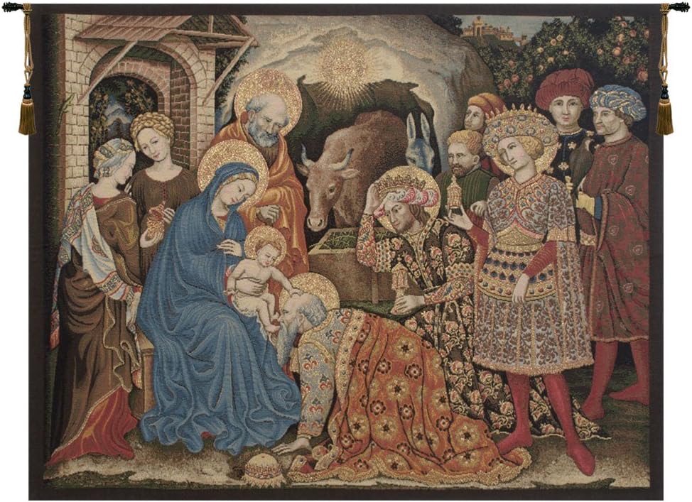 Charlotte Home Furnishings Inc. Adoration Palla Strozzi Italian Tapestry Wall Hanging 12 X 18 Inch Viscose Cotton & Polyester Blend Wall Art Perfect for Home Decor & Wall Decor By Gentile Da Fabriano