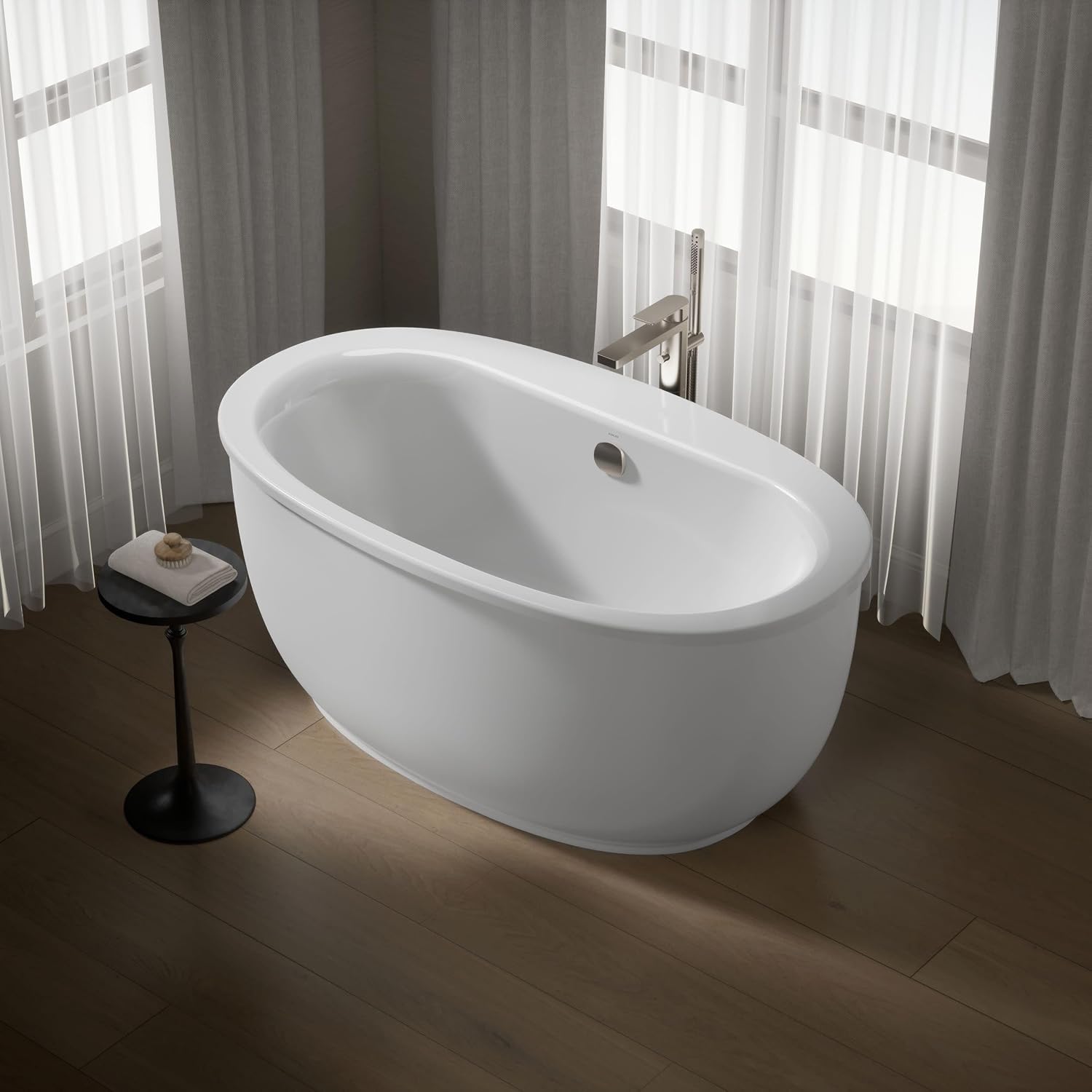 Kohler 24002-0 Sunstruck® 60' x 34' freestanding bath with fluted shroud, White