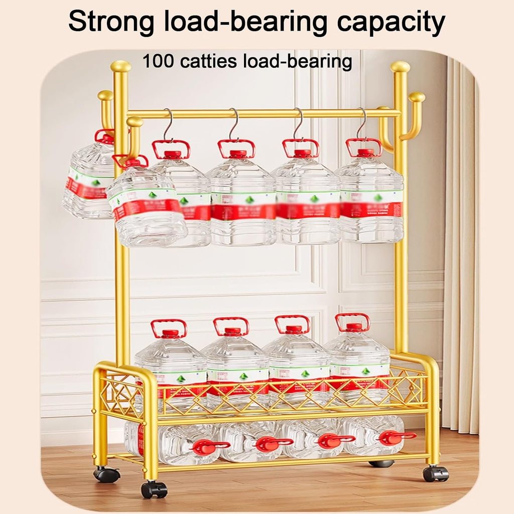 Clothes Rack With Storage Bottom Shelves And Coat/Hat Hooks,Garment Racks,Freestanding Rolling Clothes Organizer On Wheels For Hanging Clothes,For Bedroom Living Room(Black,60cm(23.6in))