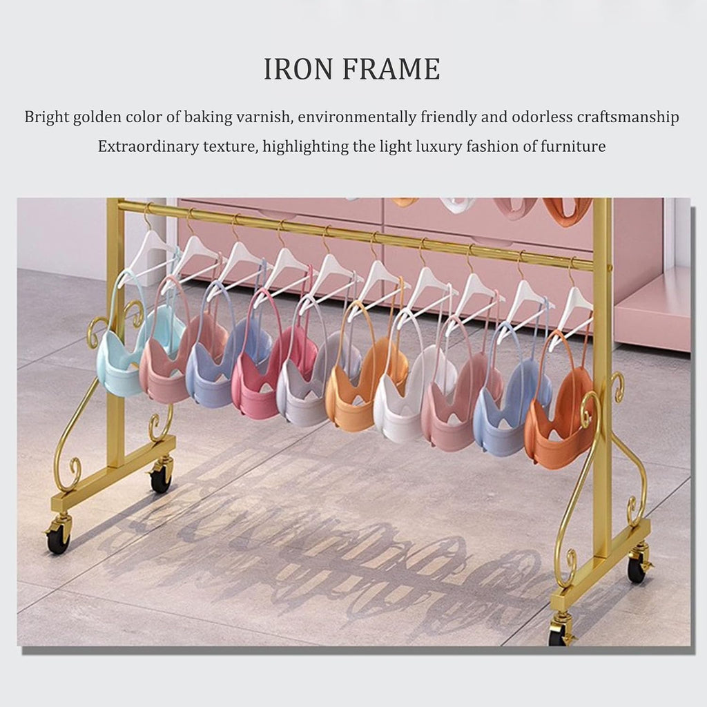 Scarf Display Rack,Freestanding Underwear Rack Clothing Store Scarf Storage Organizer Rack, Retail Store Panty Shorts Bra Hijab Silk Shawl Display Stand with Wh，Silvery Length 120CM