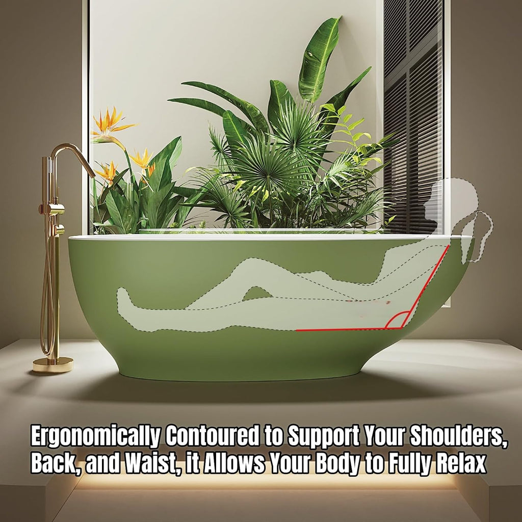 68' Edeyeu Freestanding Bathtub - Modern Artificial Stone Soaking Bathtub, Extra-Deep Freestanding Bathtub, Colored Free Standing Tub, Durable Pmma Artificial Stand Alone Tub Red