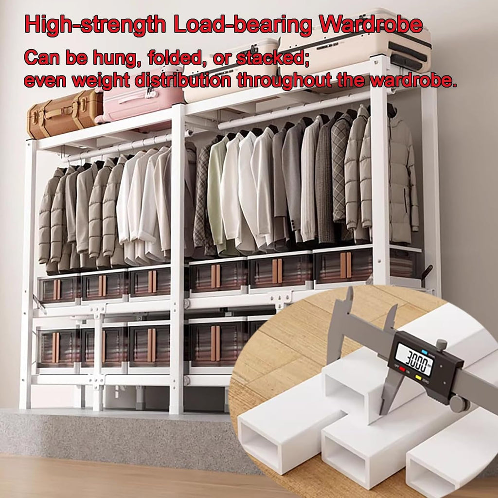 Heavy Duty Foldable Closet, Portable Covered Clothes Rack for Hanging Clothes Armoire Wardrobe Closet System Freestanding Coat Storage Garment Racks(Panda Garden,195cm/76.8in)